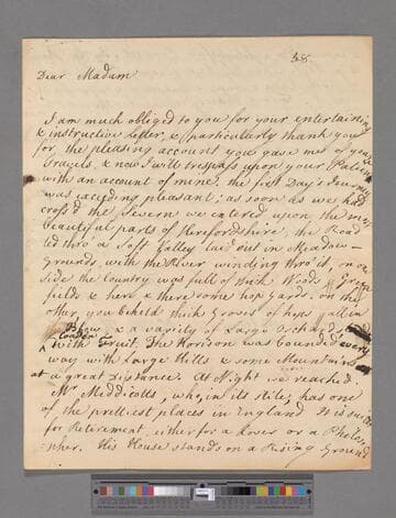 Lyttleton, Thomas, 2nd Baron Lyttleton of Frankley. Letter to Elizabeth (Robinson) Montagu