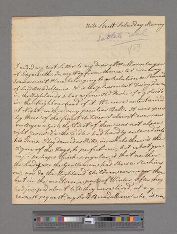 Lyttelton, Thomas, 2nd Baron Lyttelton of Frankley. Letter to Elizabeth (Robinson) Montagu