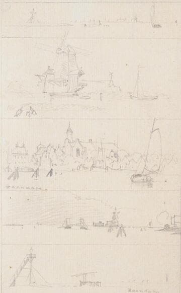 Five Sketches of Ships and Buildings, Zaandam