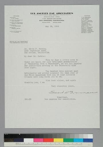 Edward Lyman, president of the Los Angeles Bar Association, writes to EPH