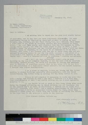 William Reeves writes to EPH