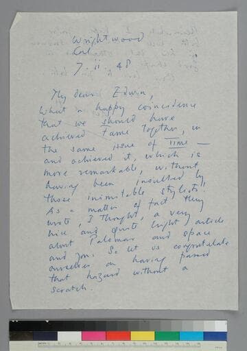 Writer Aldous Huxley writes to EPH