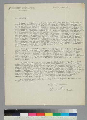 Astronomer Bertil Lindblad of the Stockholm Observatory