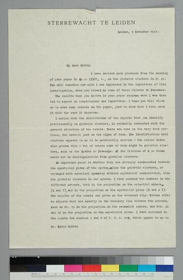 Astronomer Willem de Sitter, of the Leiden Observatory, writes to EPH