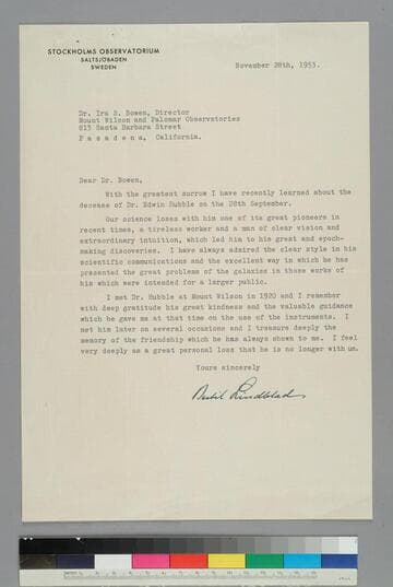 Astronomer Bertil Lindblad of the Stockholm Observatory