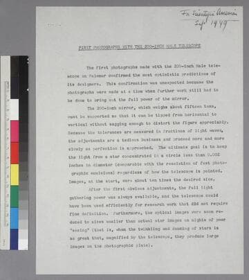 First Photographs with the 200-inch Hale Telescope