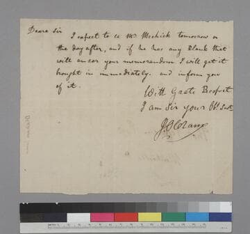 James Oldham letter to Thomas Jefferson, Monticello