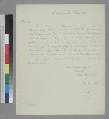 Alexander Garrett, Charlottesville, letter to Thomas Jefferson