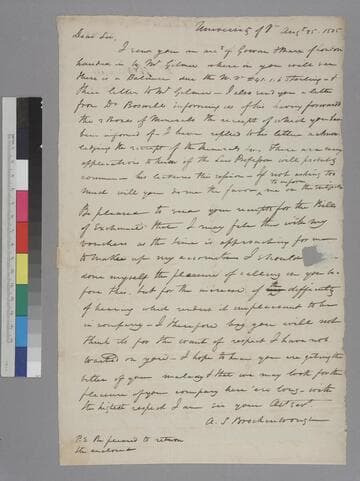 Arthur S. Brockenbrough, University of Virginia, letter to Thomas Jefferson, Monticello