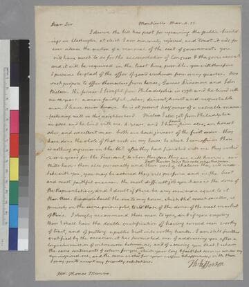 Thomas Jefferson, Monticello, letter to Thomas Munroe
