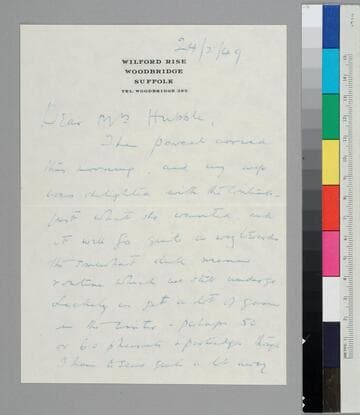 Charles Alexander writes to Grace Hubble to thank her for a package she sent