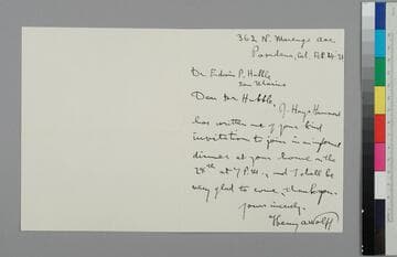 Henry Wolff writes to EPH