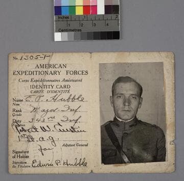 American Expeditionary Forces ID card for Edwin Powell Hubble