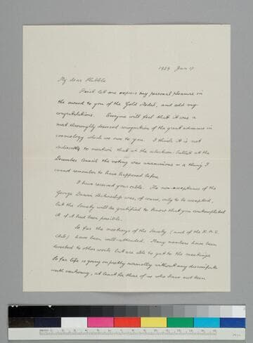 English astronomer Arthur Eddington writes to EPH