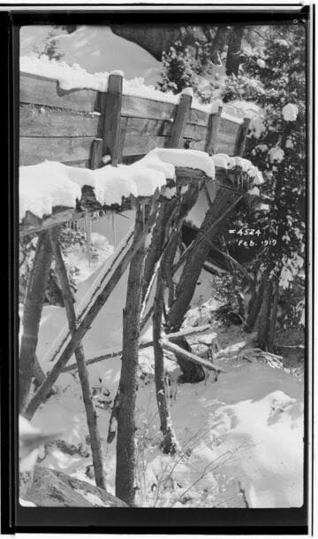 Trestle bridge carrying pressure regulator pipes for Big Creek powerhouse #1
