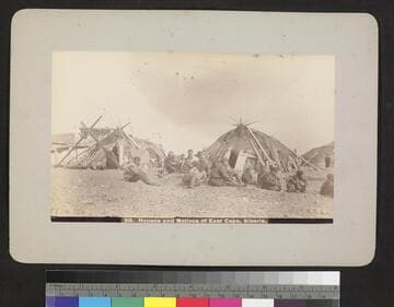 Houses and natives of East Cape, Siberia
