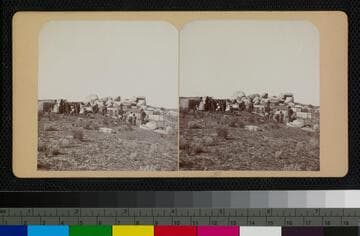 A funeral taking place at the cemetery at Cahuilla