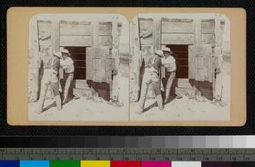 Ramona's son, Condino, and a friend playing outside the jail at Cahuilla