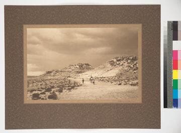 Sipaulovi and part of Mishongnovi from east of Mishongnovi. Hopi towns on the Second Mesa, Arizona