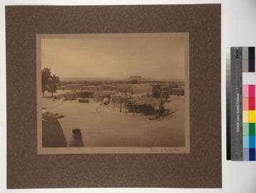 Pueblo of Santa Clara. Rio Grande in distance