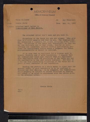 Memorandum with attachments in re: real estate discrimination