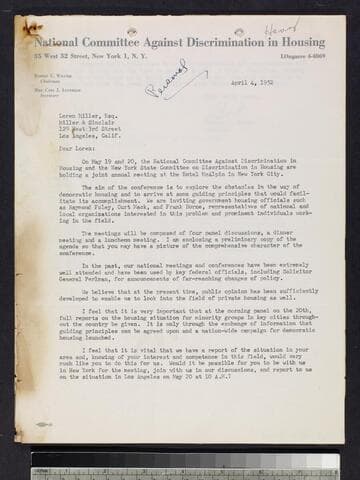 Letters between Miller and Weaver and agenda