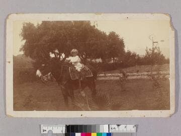 Katharine Beecher Stetson on front lawn of Masters place
