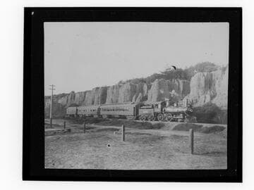 Southern Pacific train on beach