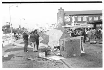 View of a hot air balloon on Santa Monica Pier
