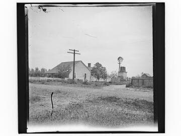 House with windmill and water tower or grainery, Wilmington, California