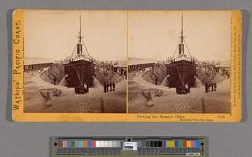 Docking the Steamer China. Hunter's Point Dry Dock