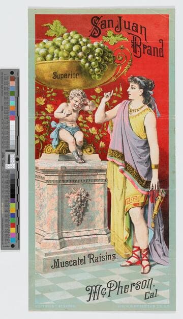 San Juan brand superior muscatel raisins. McPherson, Cal