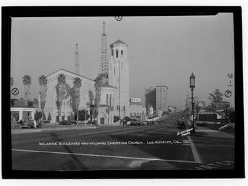 Wilshire Boulevard and Wilshire Christian Church, Los Angeles, Cal