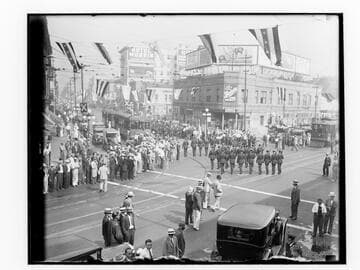 Parade on a street in downtown Los Angeles