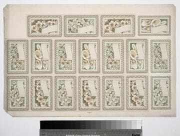 [Proof sheet of calling cards with white flowers]