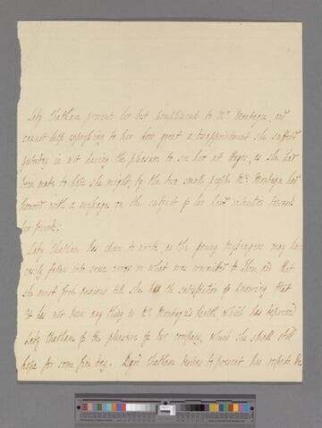 Pitt, Hester (Grenville), Countess of Chatham & suo jure Baroness Chatham. Letter to Elizabeth (Robinson) Montagu