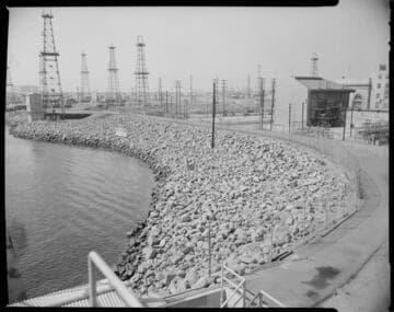 Long Beach Steam Station with oil field production in background