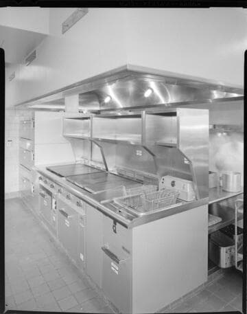 Cafeteria lunch room and kitchen shots