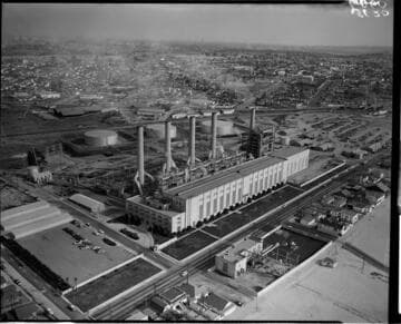 Aerial of Redondo Beach Generating Station with 5 units in place