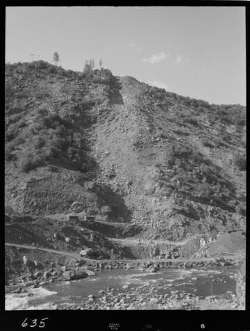 Big Creek - Mammoth Pool - General view of penstock and powerhouse excavation