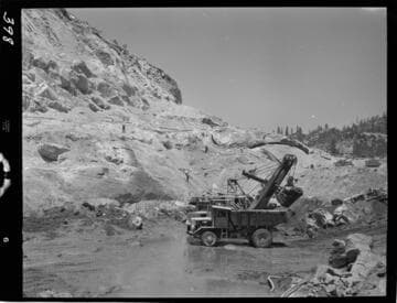 Big Creek - Mammoth Pool - Excavation in cutoff trench of dam