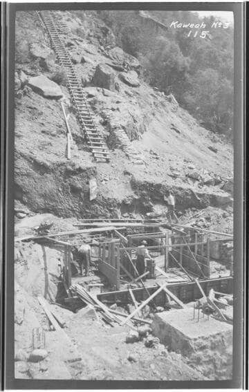 Mountain view of the construction site of Kaweah #3 Hydro Plant