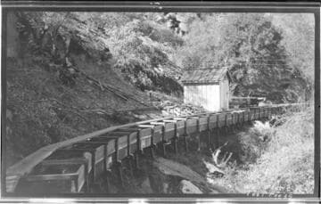 View of the toolhouse along flume #1 at Kaweah #1 Hydro Plant