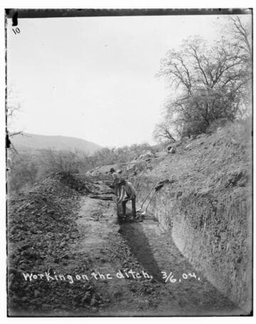 Men working on a ditch for Kaweah #2 Hydro Plant