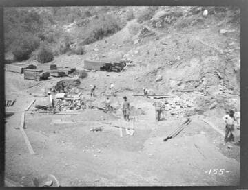 A construction crew excavating for the foundation for Kaweah #3 Power House