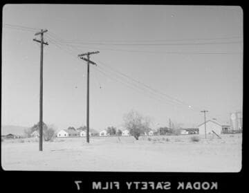 Distribution line near desert community