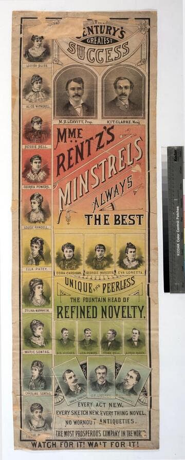 Mme. Rentz’s Minstrels always the best : unique and peerless the fountain head of refined novelty