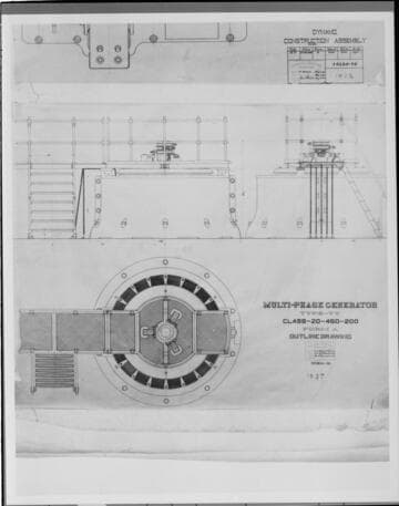 Outline drawing for an early "Multi-phase Generator" - Type-TT