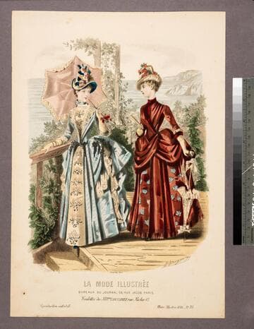 La mode illustrée bureaux du journal, 56, rue Jacob, Paris. Toilettes de Mme. Coussinet, rue Richer, 43