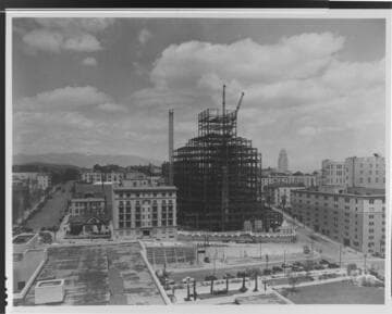 In just a few months, the steel skeleton of the height limit building was rivalling the Los Angeles City Hall for dominance of the City's skyline